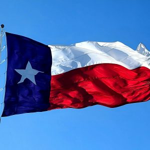 Texan flag waving in the sky