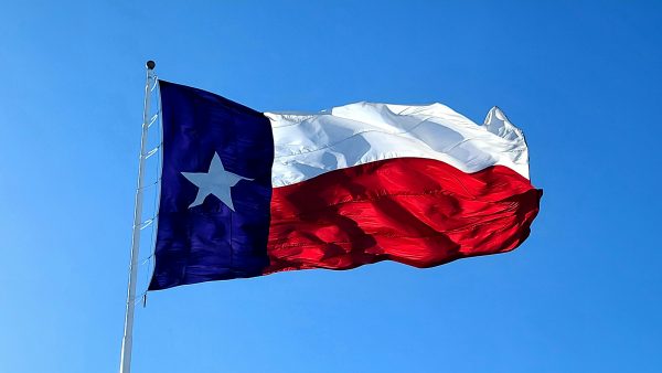 Texan flag waving in the sky