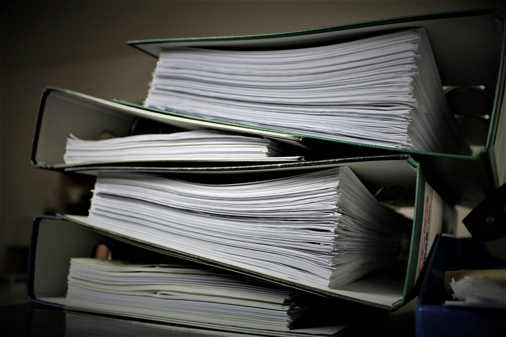 Stacks of documents.