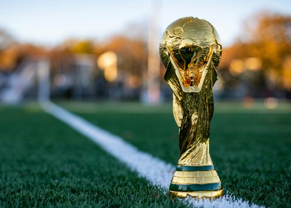 World Cup trophy on pitch